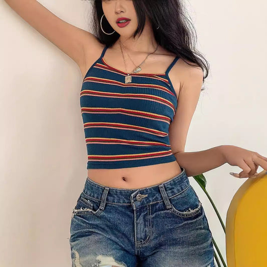 Retro Contrast Color Striped Sling BEUPFORLIFE.com