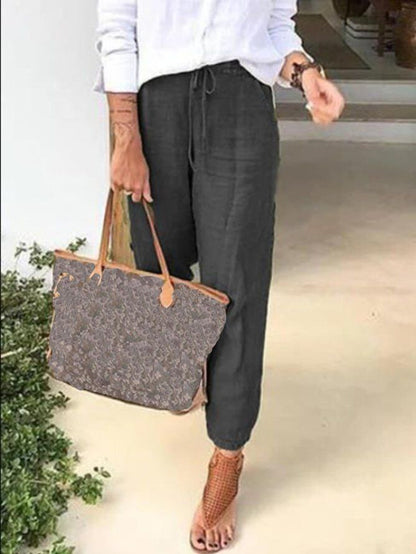 Women's Solid Color Drawstring Leisure Pants - BEUPFORLIFE.com