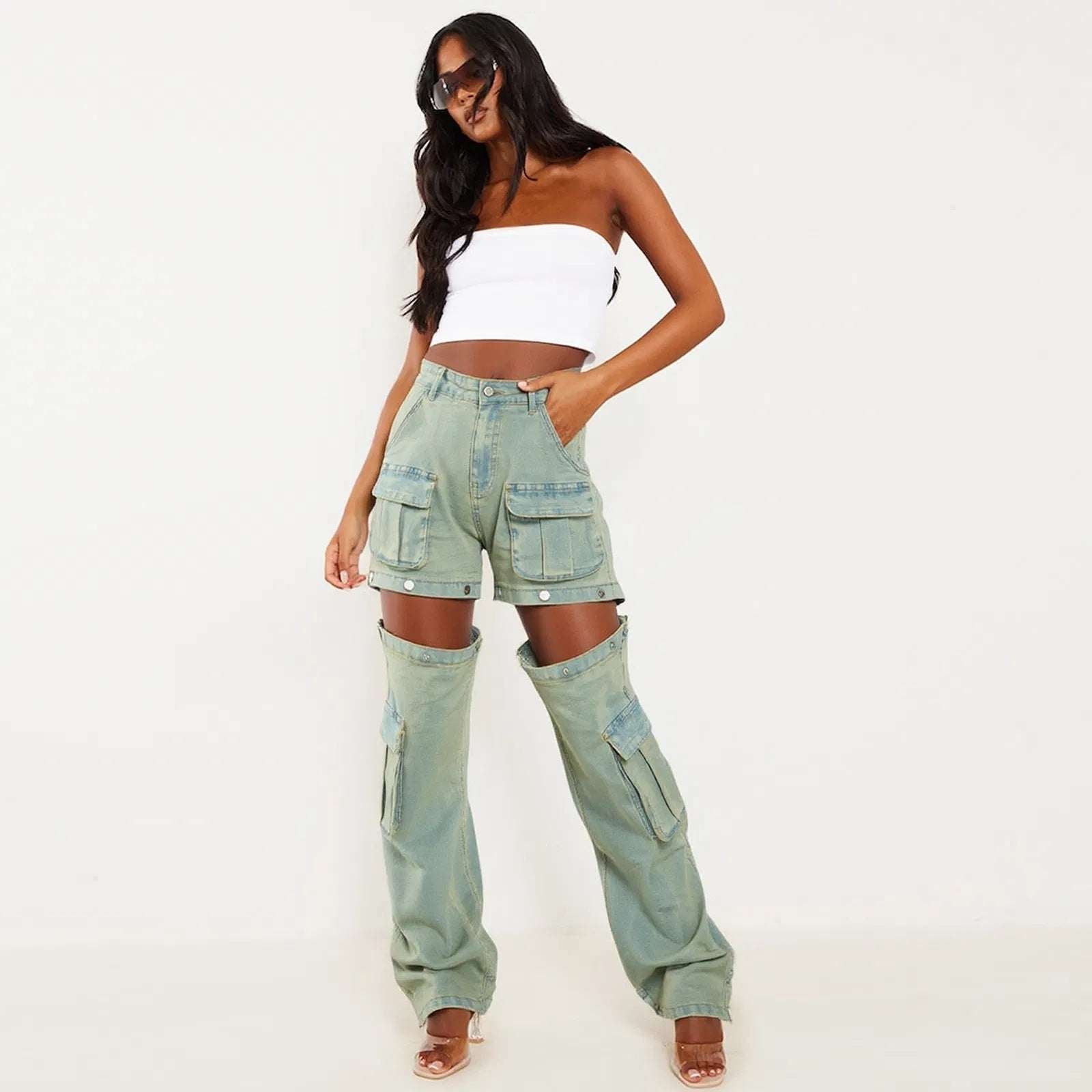 Women's High-Waist Cargo Convertible Pants BEUPFORLIFE.com