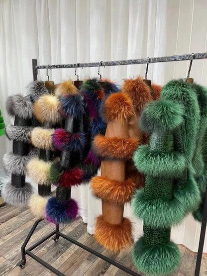 Elegant Bright Leather Fox Fur Coat Be Up For Life