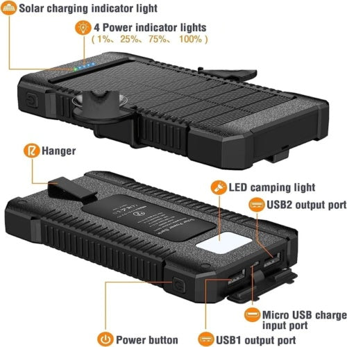 2USB Portable Super Solar Power Bank Charger w/ LED Flashlight 30000mAh Be Up For Life