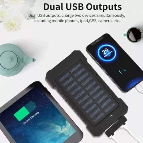 2USB Portable Super Solar Power Bank Charger w/ LED Flashlight 30000mAh Be Up For Life