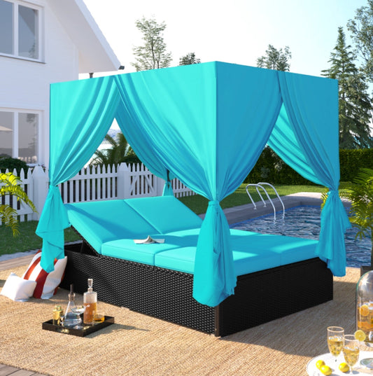 U STYLE Outdoor Patio Wicker Sunbed/Daybed With Cushions & Adjustable Seats Be Up For Life