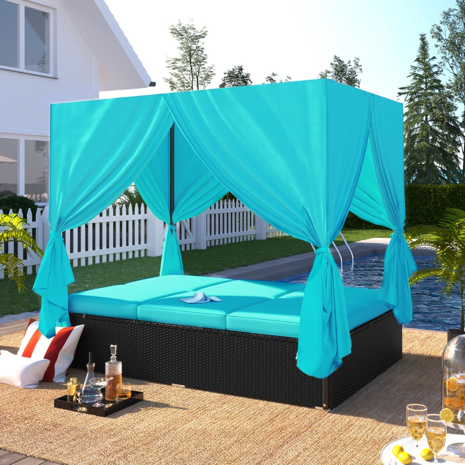 U STYLE Outdoor Patio Wicker Sunbed/Daybed With Cushions & Adjustable Seats Be Up For Life