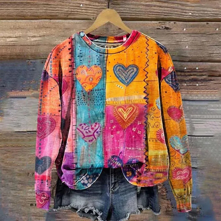 Women's Printed Drop-shoulder Sweater Be Up For Life