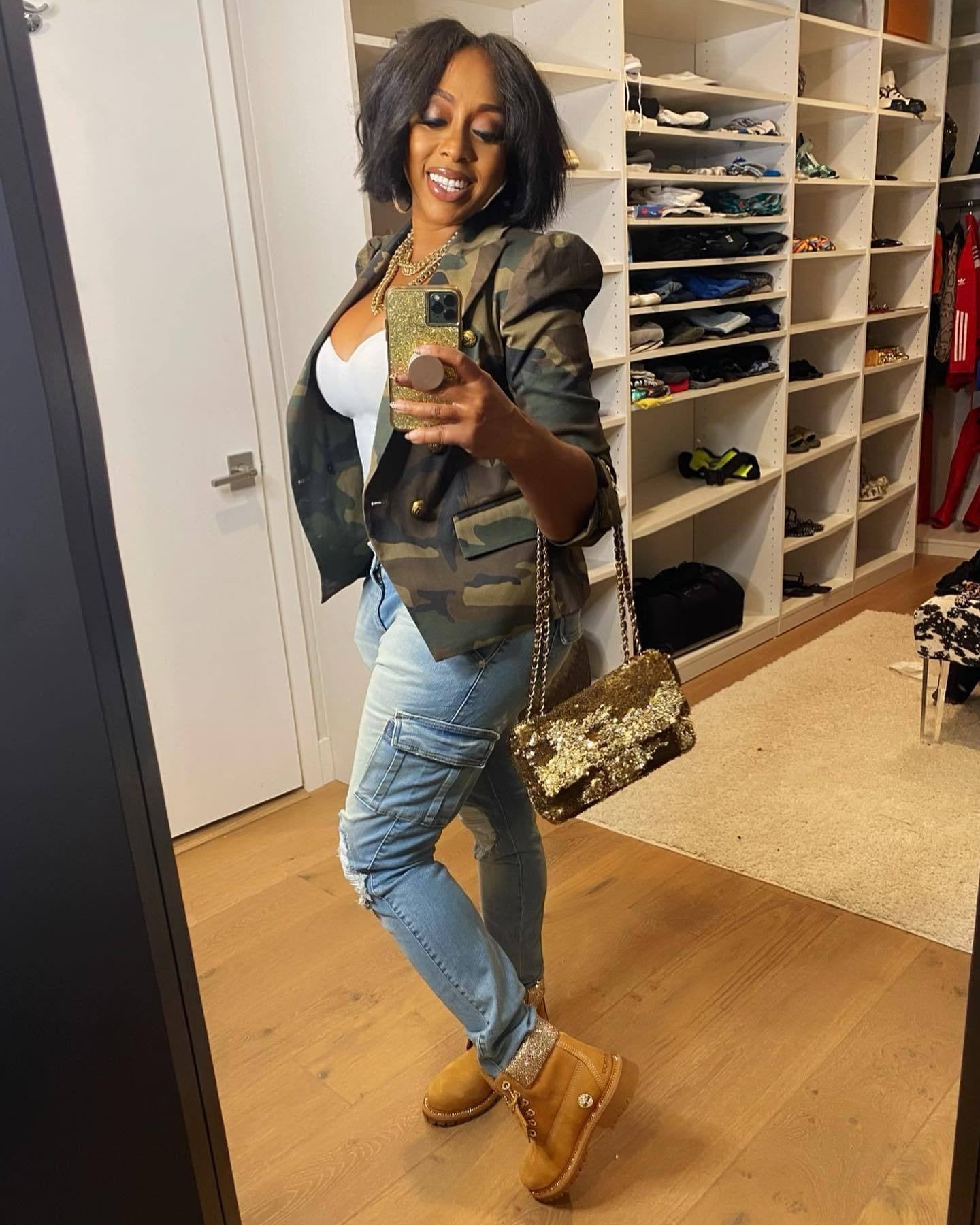 Chic Double-Breasted, Camo Print Jacket Be Up For Life