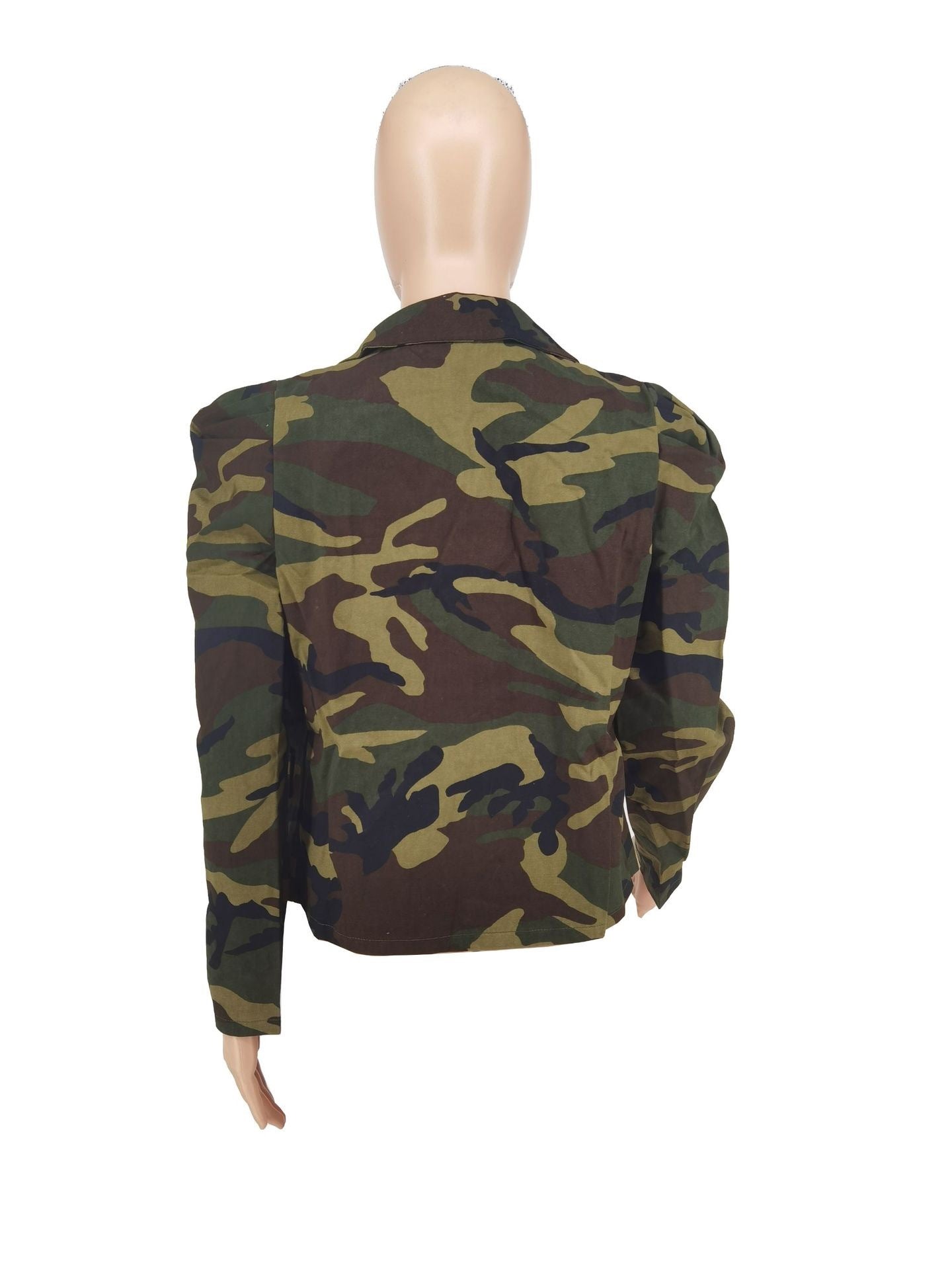 Chic Double-Breasted, Camo Print Jacket Be Up For Life