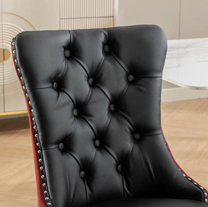 Modern High-End Tufted Solid Wood Contemporary PU & Velvet Upholstered Dining Chair-2 Piece Set BEUPFORLIFE.com