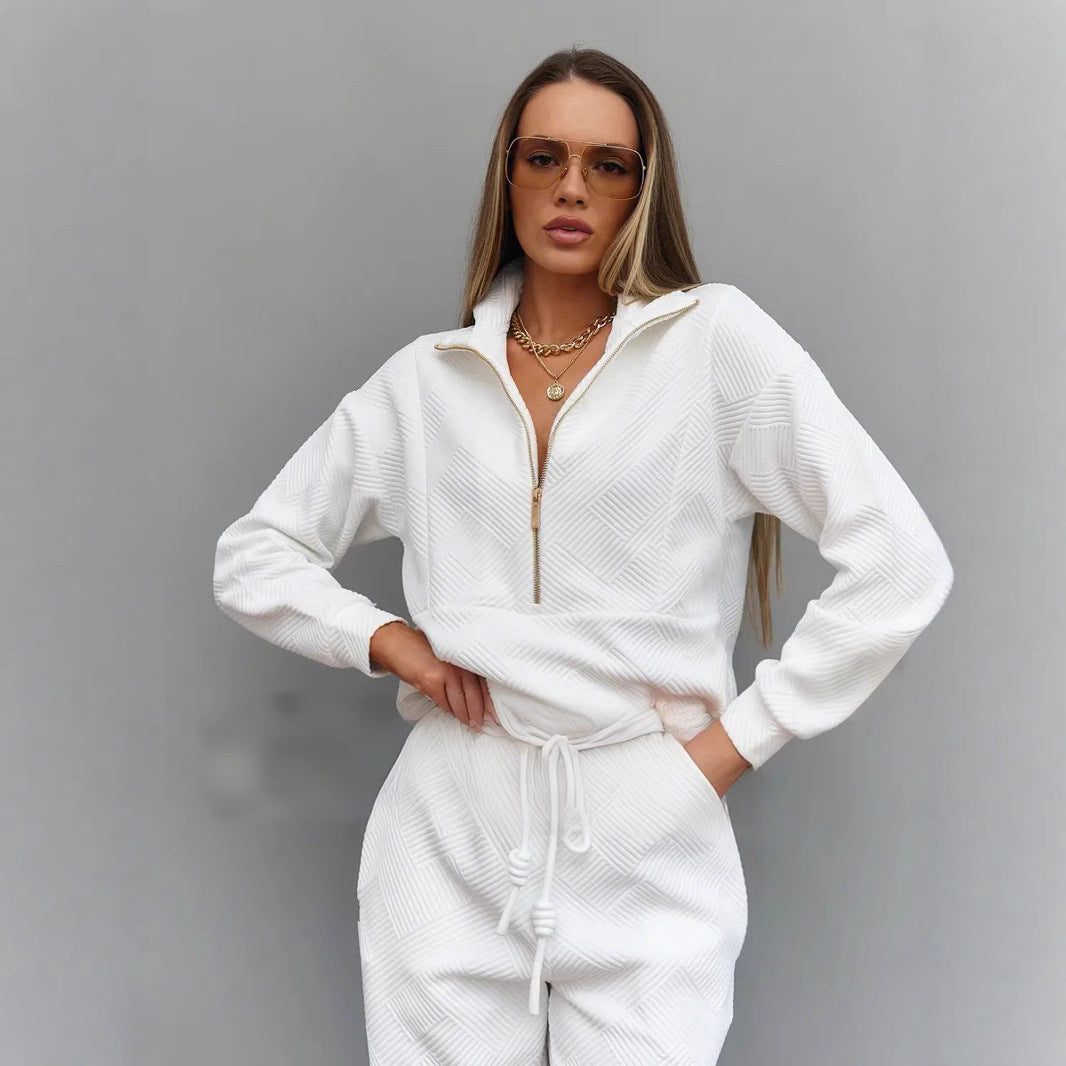 Loose Zip Top Drawstring Two-piece Set BEUPFORLIFE.com
