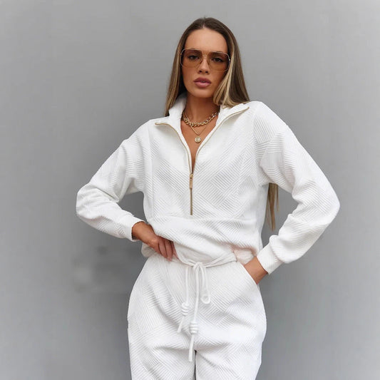 Loose Zip Top Drawstring Two-piece Set BEUPFORLIFE.com