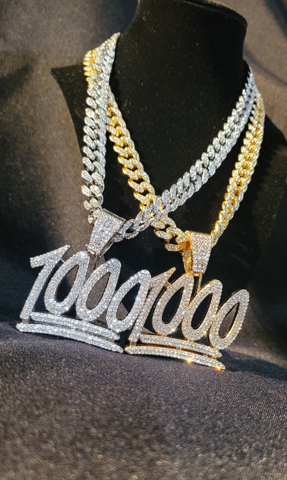 1000 Pendant w/ Iced out chain