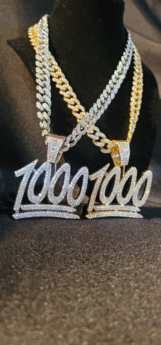 1000 Pendant w/ Iced out chain