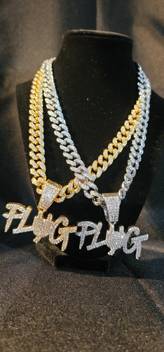 Plug pendant w/ iced out chain