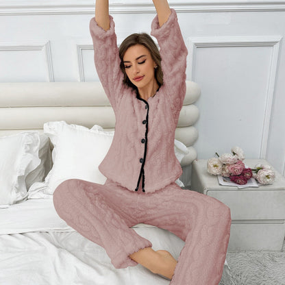 Solid Color Flannel Pajamas Suit Be Up For Life