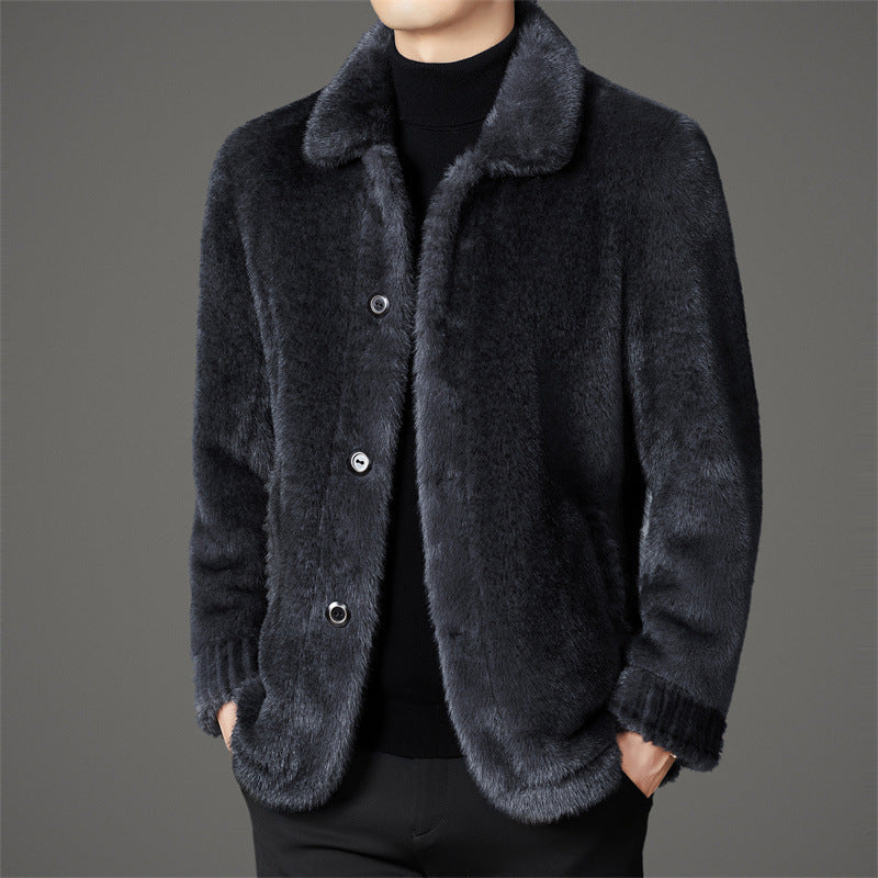 Men's Mink Leather Wool Coat Be Up For Life