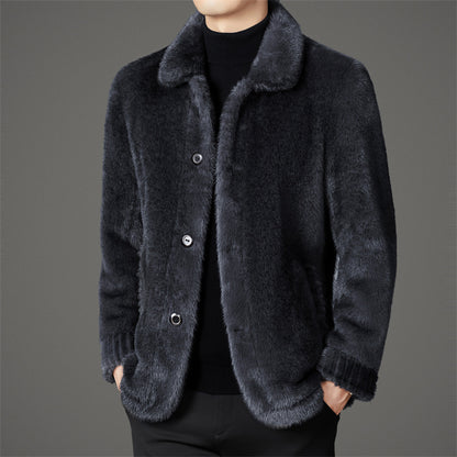 Men's Mink Leather Wool Coat Be Up For Life