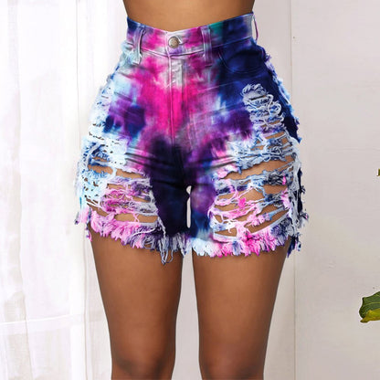 Tie-dye printed denim shorts Be Up For Life