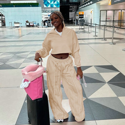 Solid Color Casual Pullover Trousers Suit Be Up For Life
