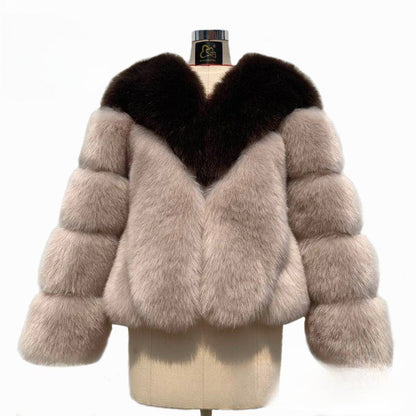 Color Matching Korean Casual Fur Overcoat Be Up For Life