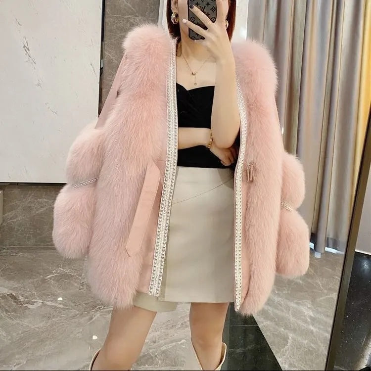 Warm Mid-length Fur Coat Be Up For Life