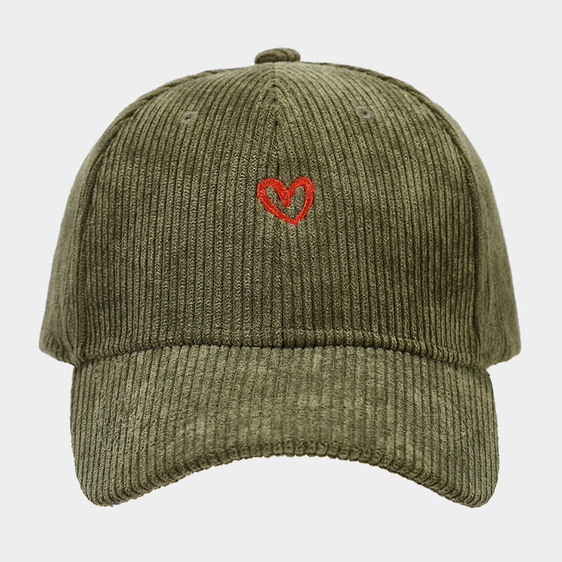 Love Embroidered Corduroy Baseball Cap BEUPFORLIFE.com