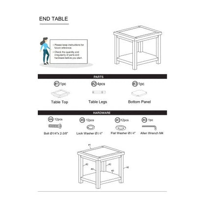 1pc Dark Cherry End Table, Natural Wood Grain Design BEUPFORLIFE.com