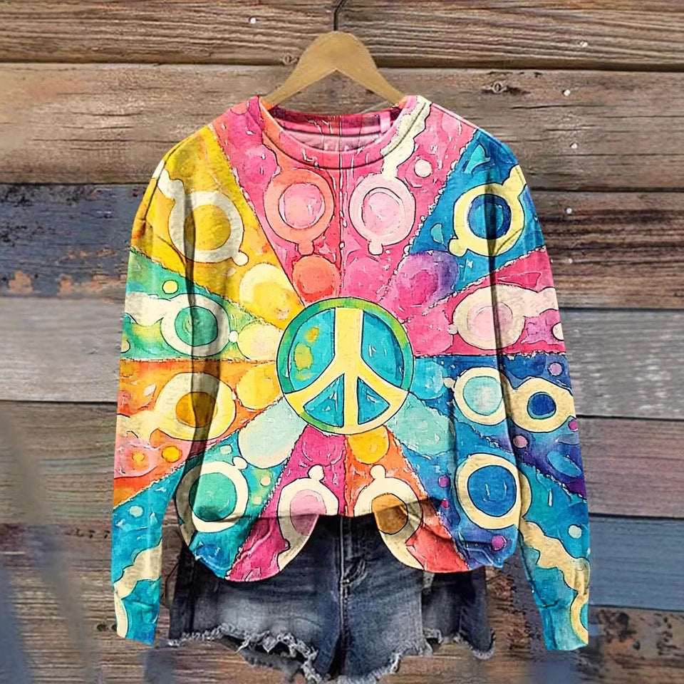 Women's Printed Drop-shoulder Sweater Be Up For Life