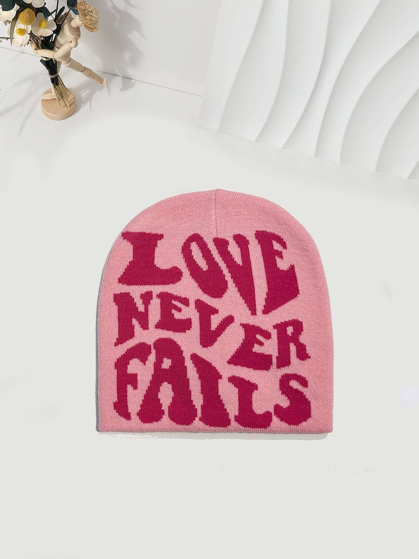 Knitted LOVE NEVER FAILS Jacquard One-size Fits All Beanie Be Up For Life