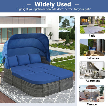 U STYLE Patio Furniture Set Daybed W Retractable Canopy Wicker Be Up For Life