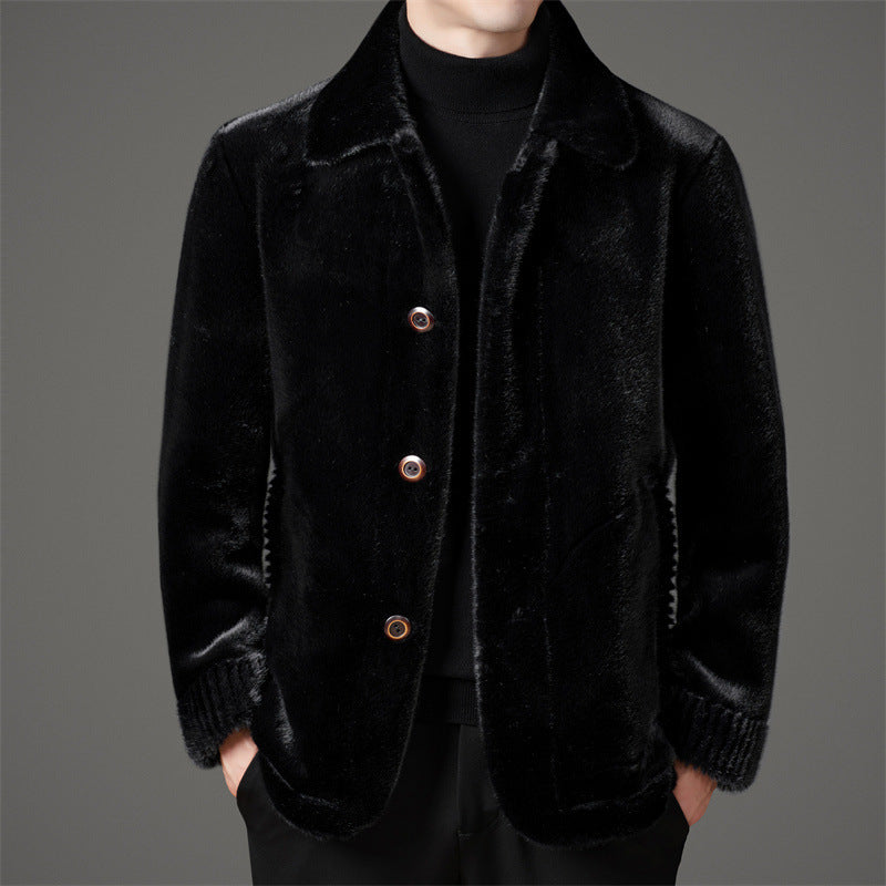 Men's Mink Leather Wool Coat Be Up For Life