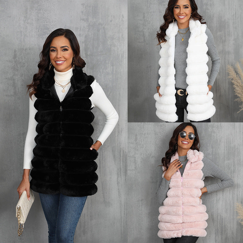 Mid-length Autumn & Winter New Faux Fur Vest BEUPFORLIFE.com