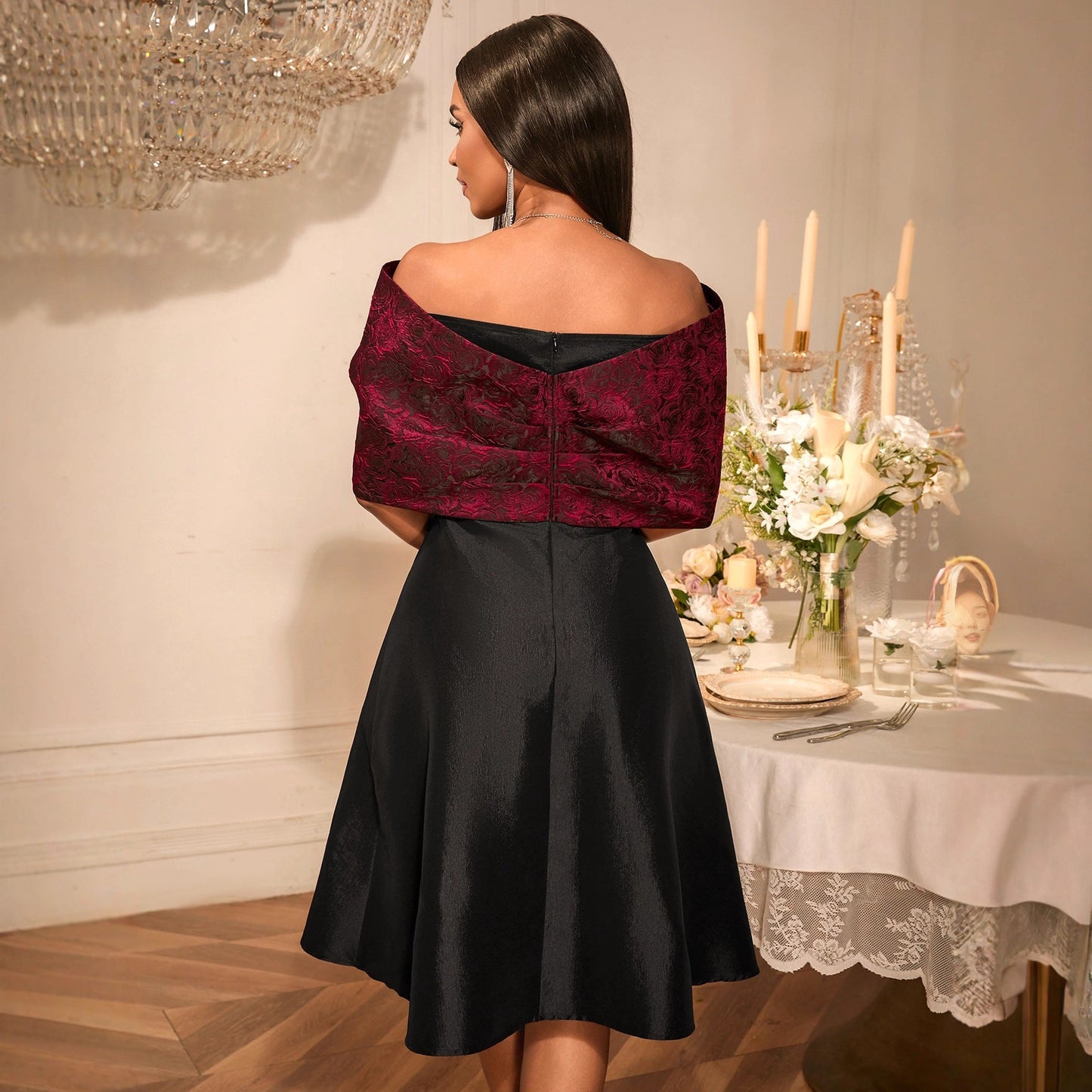 Women's Bowknot Off-shoulder Banquet Dress Be Up For Life