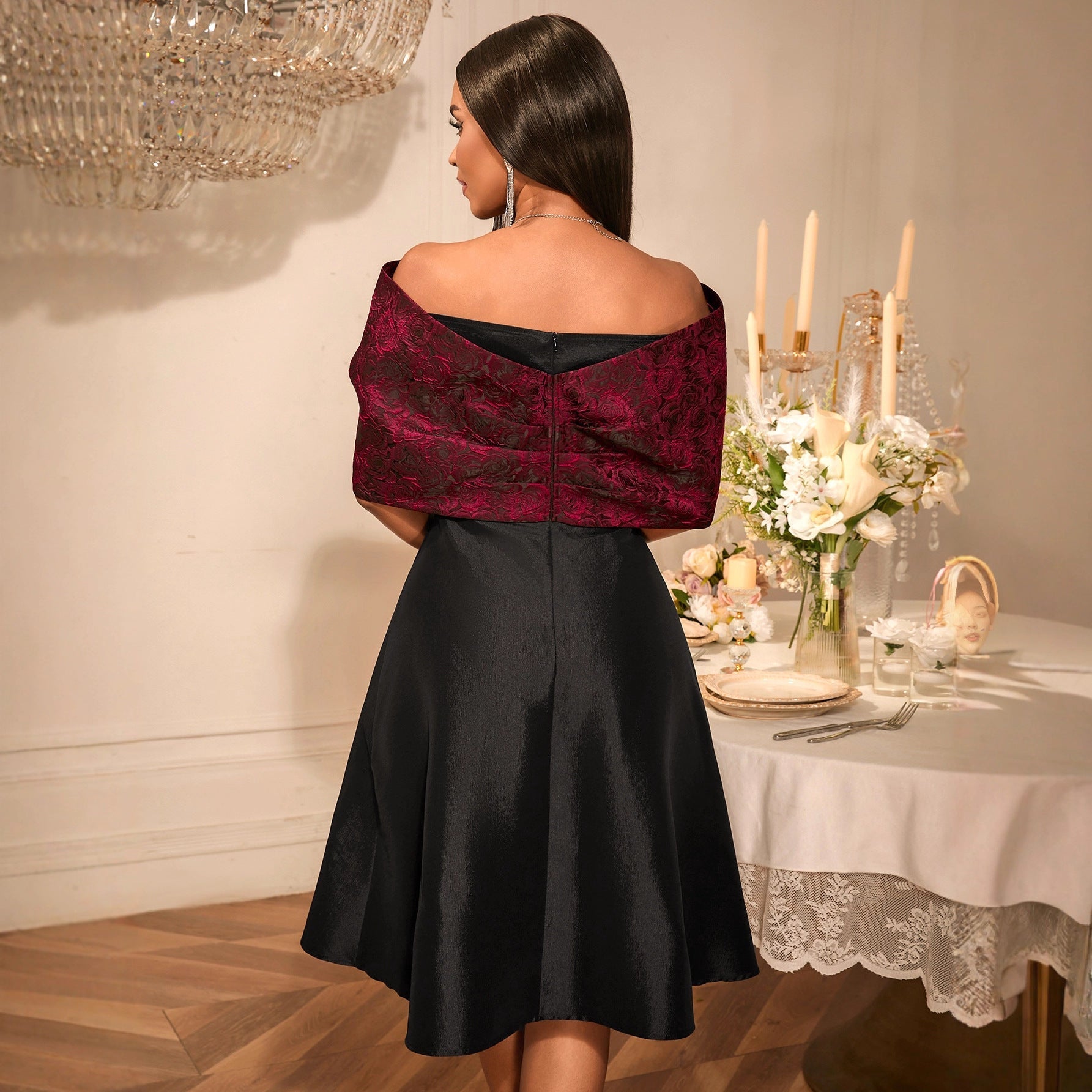 Women's Bowknot Off-shoulder Banquet Dress Be Up For Life