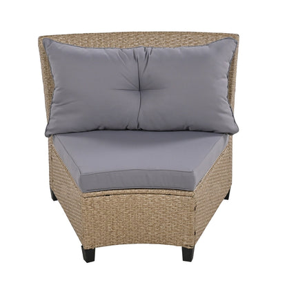 U Style 6-Person Fan-Shaped Rattan Set With Cushions   Table Be Up For Life