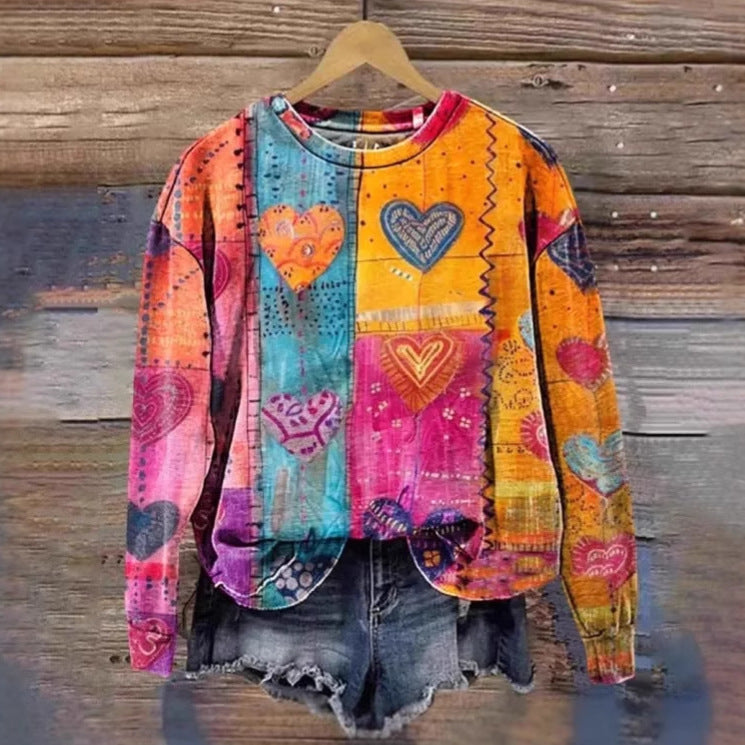 Women's Printed Drop-shoulder Sweater Be Up For Life