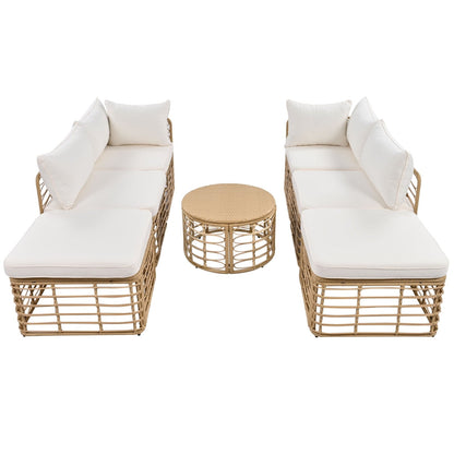7 Piece Outdoor Patio Furniture, All-Weather Rattan Sectional Sofa Set BEUPFORLIFE.com