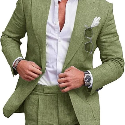 Men's Two Piece Linen Suit - BEUPFORLIFE.com