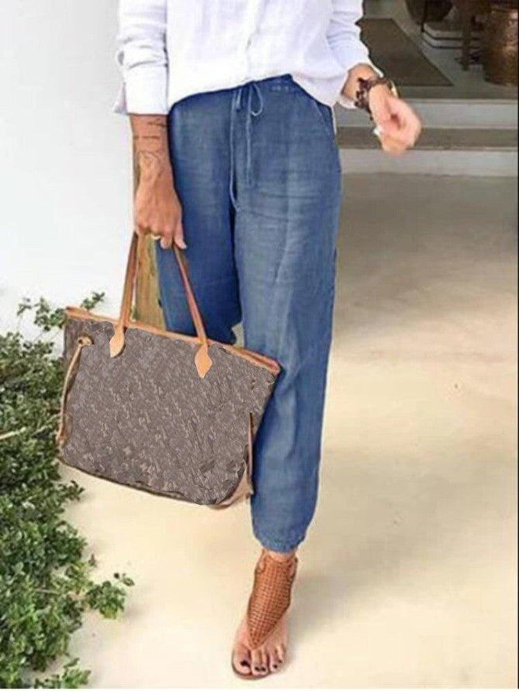 Women's Solid Color Drawstring Leisure Pants - BEUPFORLIFE.com