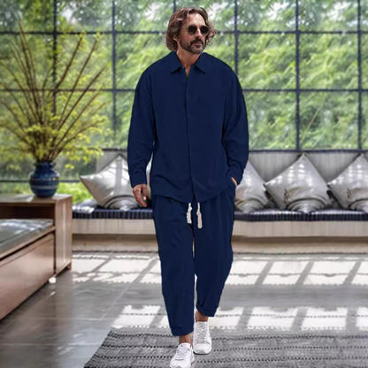 Men's Cotton & Linen Two-piece Suit Be Up For Life
