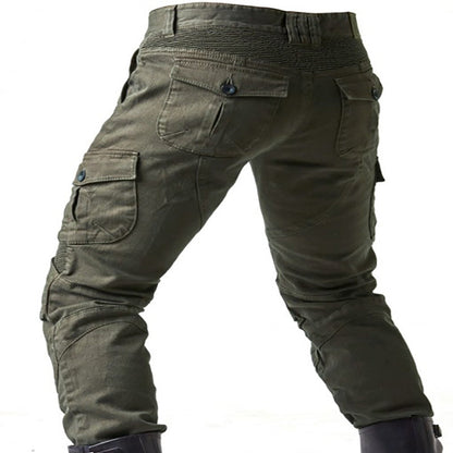 Army green denim jeans with locomotive pad BEUPFORLIFE.com