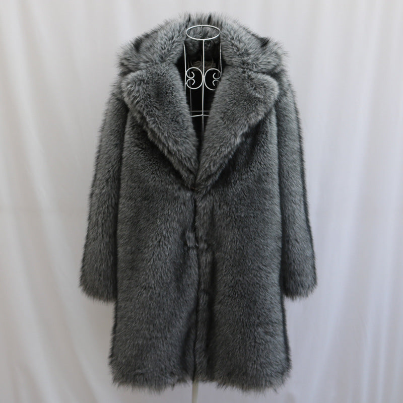 Men's Fur Imitation Fox Fur Long-cut Coat Be Up For Life