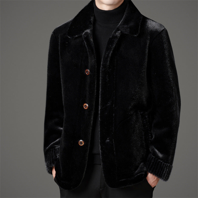 Men's Mink Leather Wool Coat Be Up For Life