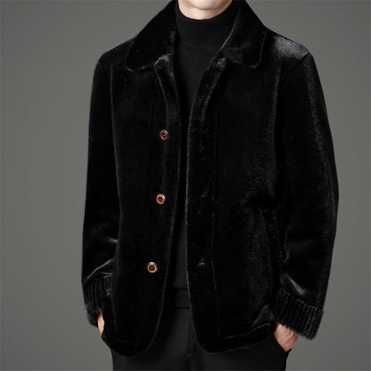 Men's Mink Leather Wool Coat Be Up For Life
