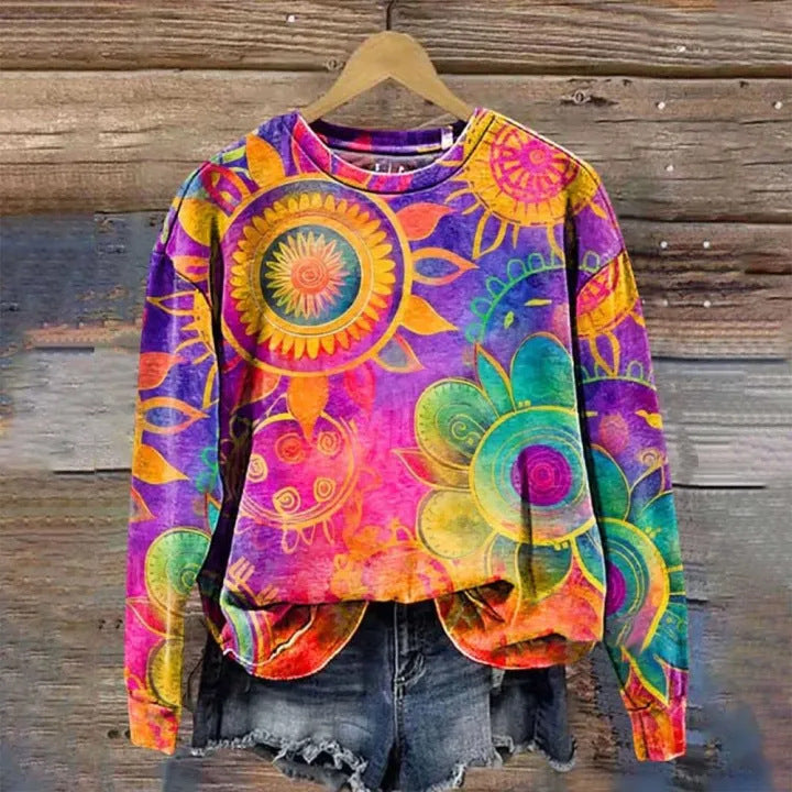 Women's Printed Drop-shoulder Sweater Be Up For Life