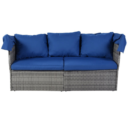 U STYLE Patio Furniture Set Daybed W Retractable Canopy Wicker Be Up For Life