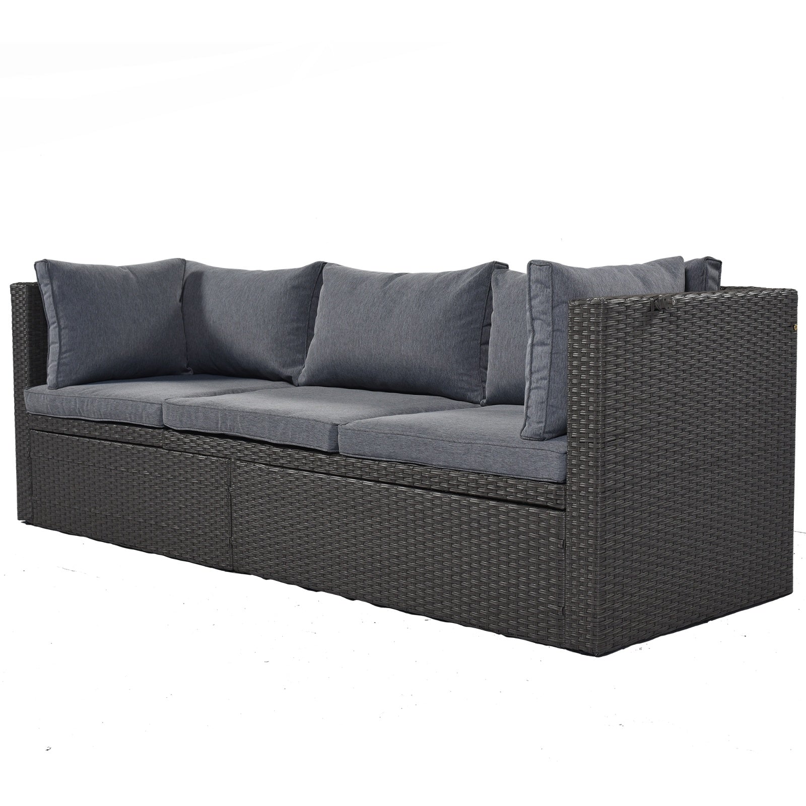 U Style Patio Rectangle Daybed With Canopy, Wicker Sectional Seating Be Up For Life