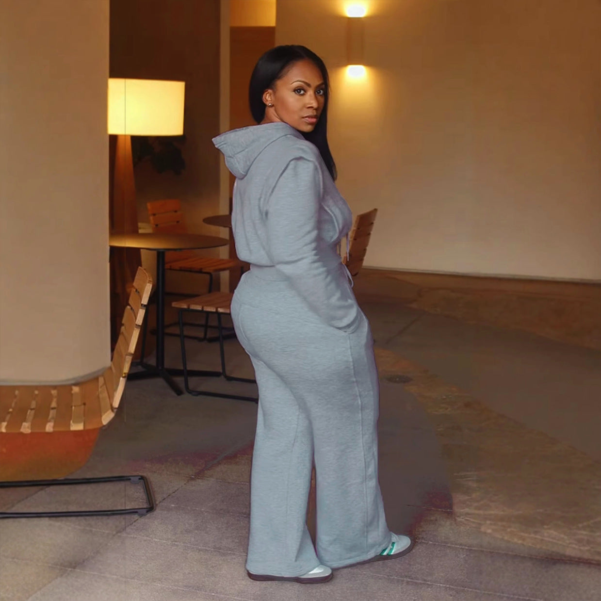 Hooded, Wide Leg Two-piece set