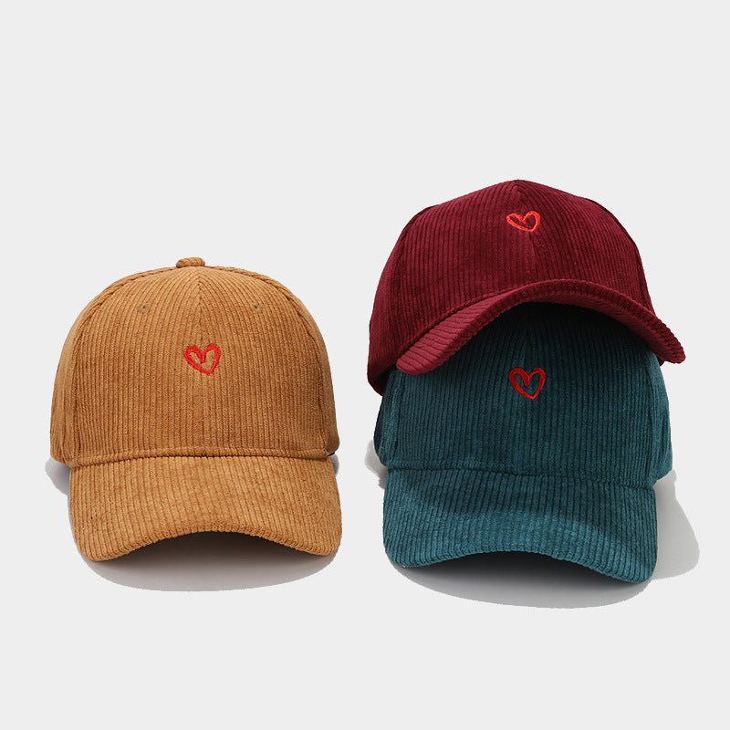 Love Embroidered Corduroy Baseball Cap - BEUPFORLIFE.com