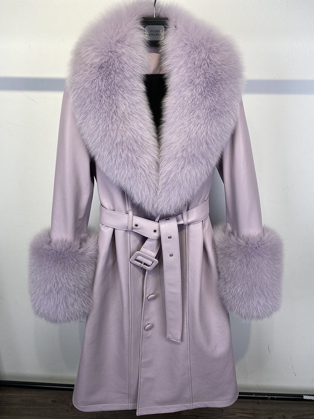 Genuine Leather Sheepskin Fox Fur Coat
