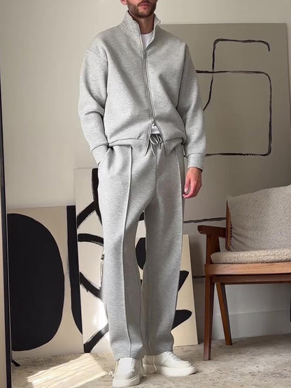 Casual Zip-Up Jacket & Pants Set